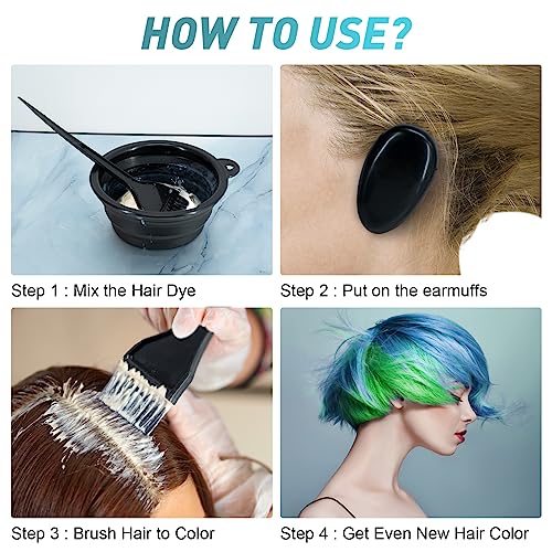 10 Pc Hair Bleach Kit - Hair Coloring Products With Dye Brush, Color Bowl, Earmuffs, Clip for Salon Bleaching & Highlighting