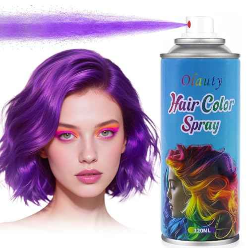 Purple Hair Spray, Temporary Hair Color Spray for Kids Women, Purple Hair Dye, Temporary Hair Dye, Washable Hair Color Wax Non-Sticky For Cosplay Party DIY, Halloween, Christmas(120ML)