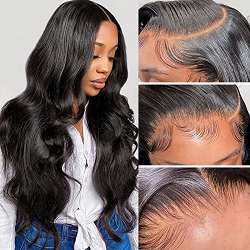 Aicrelery 13x6 Lace Front Wigs Human Hair for Women 13x6 HD Lace Frontal Wigs Human Hair 180 Density Brazilian Virgin Glueless Pre Plucked with Baby Hair Natural Color 18 Inch