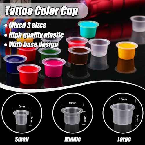 300pcs Tattoo Ink Caps with 2 Cups Holders - 300Pcs Tattoo Ink Cups Pigment Caps With Base Sizes 11mm Disposable Tattoo Caps Tattoo Supplies (Mixed 300Pcs add Holder)
