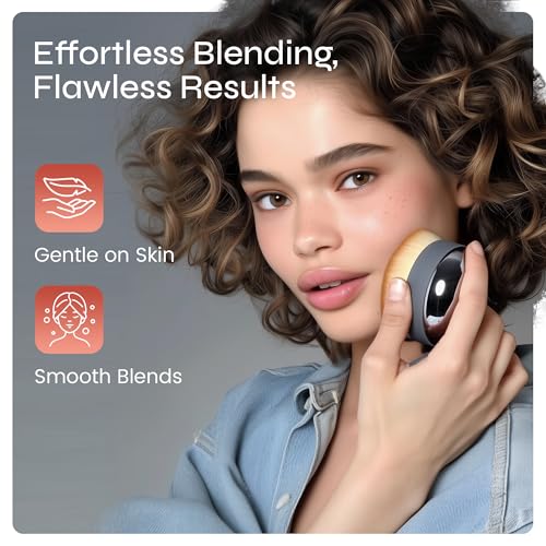 Artis Elite Palm Brush, Mini Palm Brush for Powder Foundation, Self Tanner, Body Makeup, Bronzer & Contour, Ergonomic Dome Shaped Soft CosmeFibre Applicator - Smoke Handle