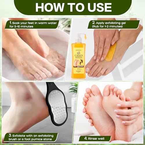 Foot Callus Remover Gel Kit Heel Exfoliator Dead Skin Remover Pedicure Foot Spa Products Set Home Pedicure Foot Care Spa Supplies for Rough, Dry, Cracked Skin Cracked Heel, Professional