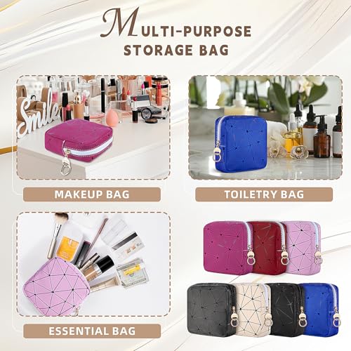 4.5" Mini Makeup Bag, Black Small Cosmetics Bag for Purse, Portable Makeup Pouch with Zipper for Women Girls, Christmas/Birthday/Wedding/Party Gifts (Black, Small)