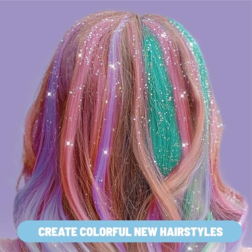 Claire's Hair Chalk & Glitter Styling Kit ? 13-Piece Temporary Hair Color Set with Washable Chalk Pens, Glitter Gels, Clip-in Extensions & Tools| Girls Beauty Activity Toy| Fashion Craft Kits Ages 6+