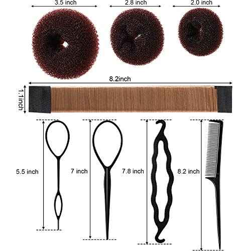 Bun Shaper Set with Donuts, Markers, Ponytail Tools, Bobby Pins, and Elastic Bands for Women and Kids