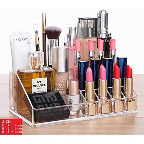 Clear Acrylic Makeup Organizer for Vanity,Countertop,Stackable 7 Drawers Bathroom Skincare Organizer with Brush Holder,Large Skin Care Organizer for Jewelry,Beauty Product Lipsticks,Nail Polishes