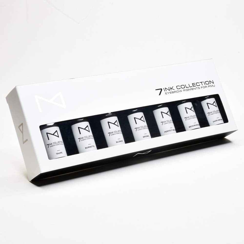 M - 7Ink Seven Colors Liquid Pigment Ink for Eyebrows - Permanent Makeup Microblading Supplies Kit - Machine Use - Microshading - No Mixing Professionals Only -10ml (Set, 7 Ink Collection Set)