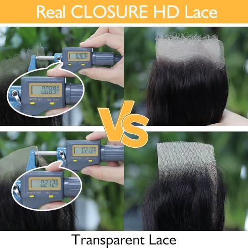 5x5 HD Lace Closure Body Wave With Raw Human Hair HD Lace 0.10 mm Invisible Ultra-Thin HD Lace Single Knot Pre-Plucked Brazilian Raw Human Hair Nature Black 18 Inch