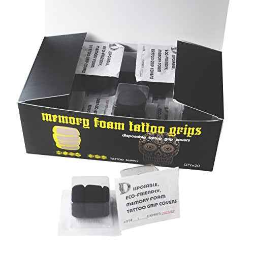 Tattoo Foam Grip Cover for Any 1 Inch Tube, 20pcs (Black)
