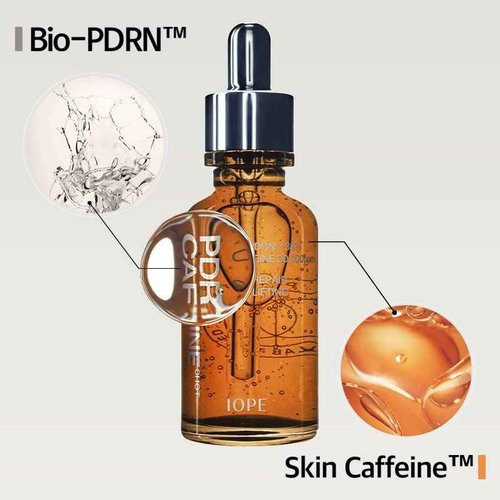 IOPE PDRN Caffeine Shot & Retinol Super Bounce Serum - Beginner Friendly Retinol, Plant Based Anti-aging Serum, Korean skincare for Daily Use
