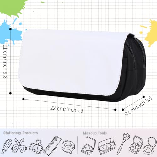 4 Pcs Blank Sublimation Pencil Case Cosmetic Bags Printable Multipurpose DIY Makeup Bags Toiletry Pouch with Removable Flap-Black