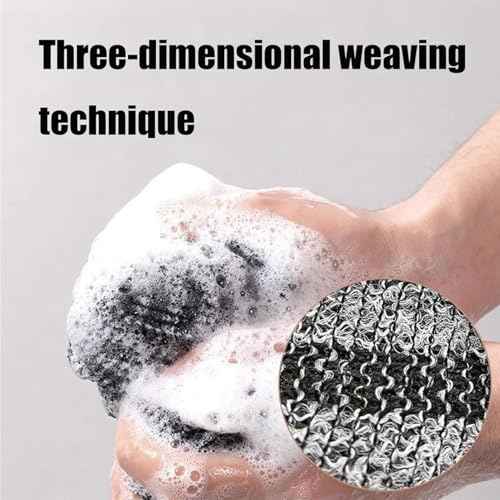 Blissal Exfoliating Shower Towel - Long Washcloth Back Body Scrubber for Men & Women (Black)