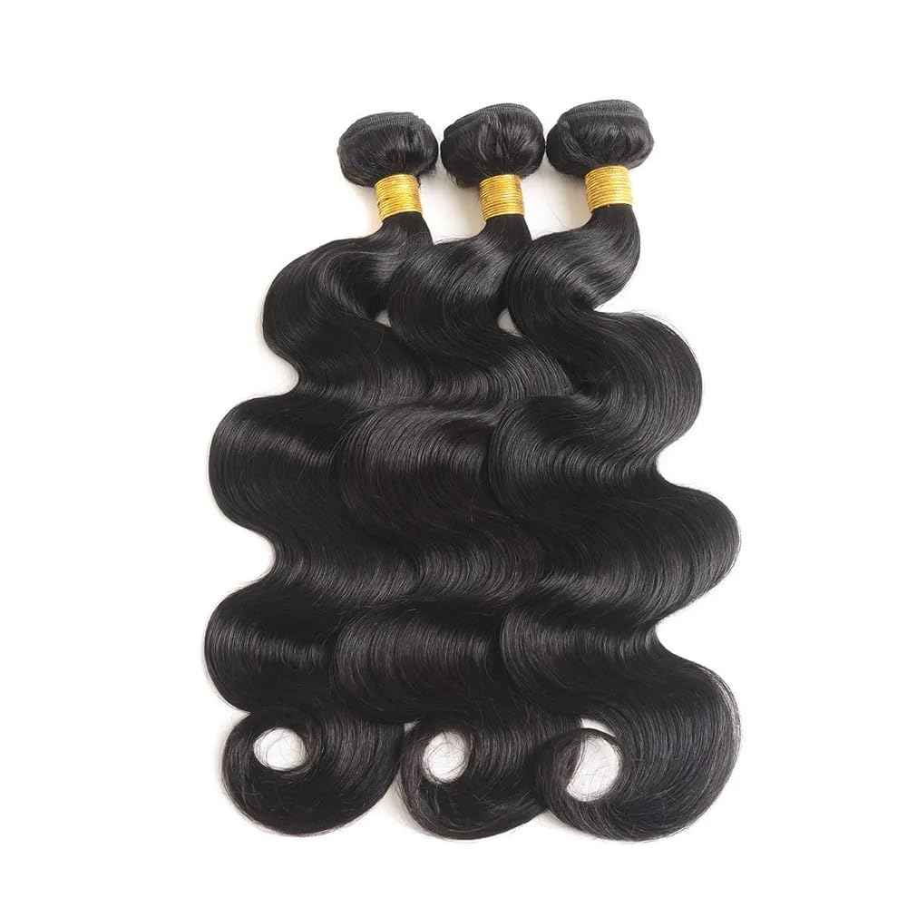 30 30 30 Inch Human Hair Bundles Natural Black Color Body Wave Bundles Unprocessed Brazilian Virgin Hair 3 Bundles Color #1B Body Wave Bundles Human Hair Extensions