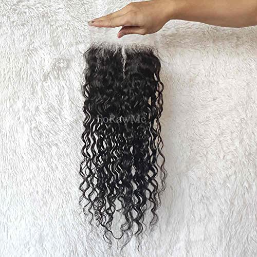 Brazilian Virgin Human Hair Pre Plucked Top Closure 18 Inch 1B 6X6 inch Water Wave Human Hair Transparent Lace Closure With Natural Hairline