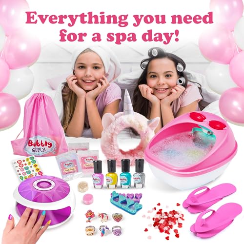 Kids Spa Day Kit for Girls, 42+ Piece Spa Toys with Waterfall Foot Spa, Nail Spa Kit, Pedicure and Manicure Accessories, Perfect Spa Kit for Girls Ages 6 7 8 9 10 11 12, Fun Birthday or Christmas Gift