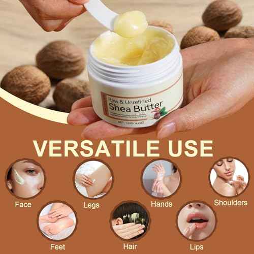 Shea Butter Raw Organic, Pure Shea Butter Unrefined for Skin and Hair Moisturizing - 100% Natural Vitamin A, E & F £¨120g£©