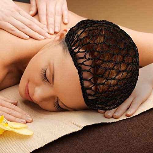Waydress 2 Pieces Mesh Hair Net Rayon Knit Snood Women Crocheted Sleep Cap (Black, Gray)
