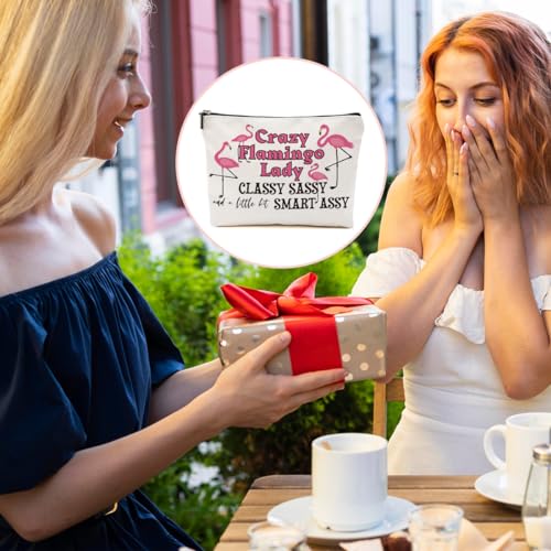 Flamingo Gifts, Flamingo Makeup Bag, Flamingo Bird Animal Lover Gifts for Women Mom, Flamingo Stuff Summer Cosmetic Bag, Flamingo Themed Gifts Funny Toiletry Bag Graduation Birthday Gifts