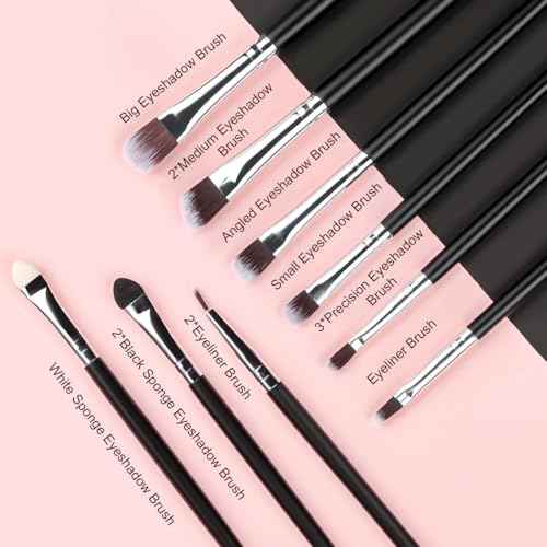 Makeup Brush Set, SOLVE 32 Pieces Professional Makeup Brushes Wooden Handle Cosmetics Brushes Foundation Concealer Powder Face Eye Make up Brushes Kit, Black