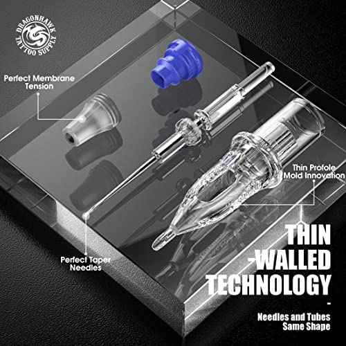 Dragonhawk Extreme Tattoo Needles - 20PCS Disposable Round Liner Cartridges 1207RL Professional Needles for Lining Work Fits Most Tattoo Machines
