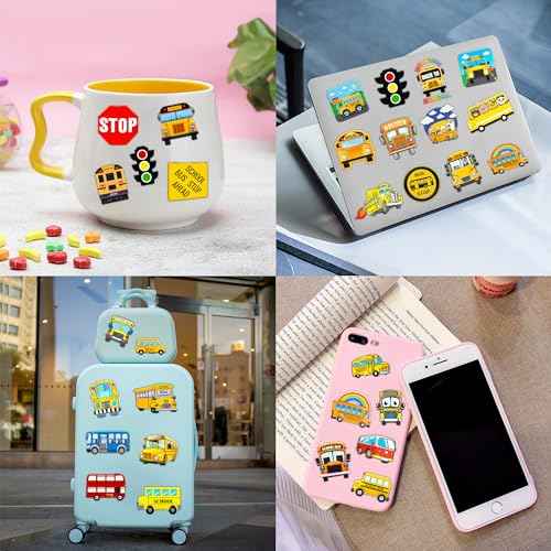 School Bus Temporary Tattoos Theme Birthday Party Decorations Favors Decor Supplies Cute 91 PCS Transportation Back To School Tattoo Stickers Gifts for Kids Girls Boys School Prizes Carnival Christmas