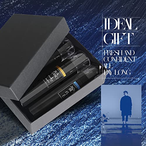 Body Spray For Men, Mens Body Spray, Deodorant For Men Refreshing Fragrance Mist, Pack of 3, Each 3.4 Fl Oz, Tricky Game, Blue, Agiomme