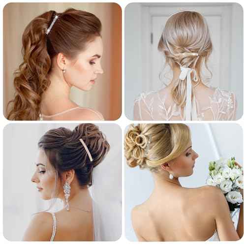 Hair Barrettes for Women, 4 Pcs Sparkly Rhinestone Bling Hair Clips, Hair Jewels, Small Hair Clip, Crystal Hair Clip, Ponytail Holder Side Clips, Rhinestone Hair Accessories(2Gold, 2Silver)