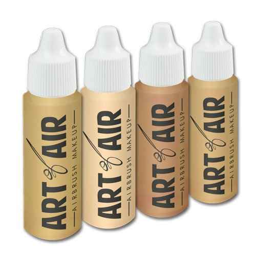 Art of Air FAIR Complexion Professional Airbrush Cosmetic Makeup System / 4pc Foundation Set with Blush, Bronzer, Shimmer and Primer Makeup Airbrush Kit