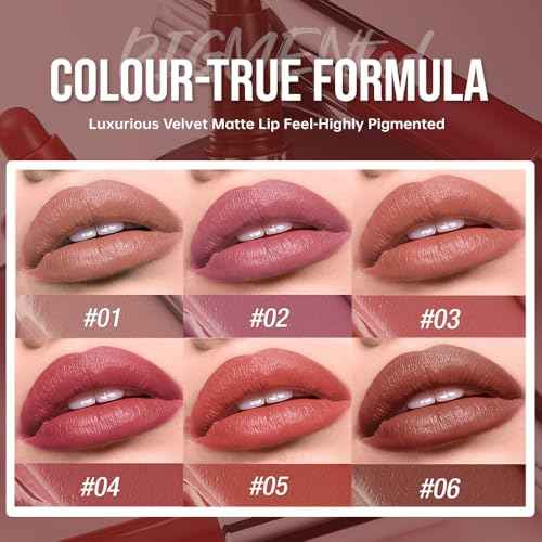 Warm Terracotta Matte Lipstick Crayon ? Waterproof Long Lasting Lip Liner Pencil, High Pigment Creamy Velvet Lipstick, Non-Drying Lip Color for Women, 03#