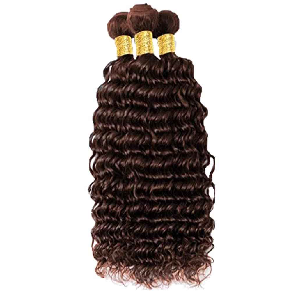 Giginger Bundles Human Hair 22 24 26 Inch Chocolate Brown Deep Wave Human Hair Bundles Deep Curly Unprocessed Quick Weave Soft Sewn In Hair Extensions for Black Women