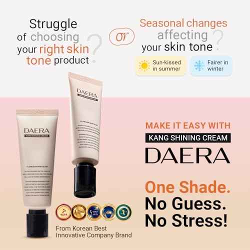 DAERA Kang Shining Korean BB Tinted Moisturizer Cream (1 Color,Neutral), Self Adjusting BB Cream,1.35 fl oz, Glowing Skin Natural Makeup, Buildable Coverage, Lightweight