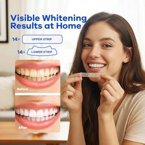 Teeth Whitening Strips (16 Treatments, 32 Count), Enamel Safe for Teeth Whitener, Whitening Strips with Coconut Oil, Formulated to Be Gentle & Non Slip and Quick-Dry, Stains Removal