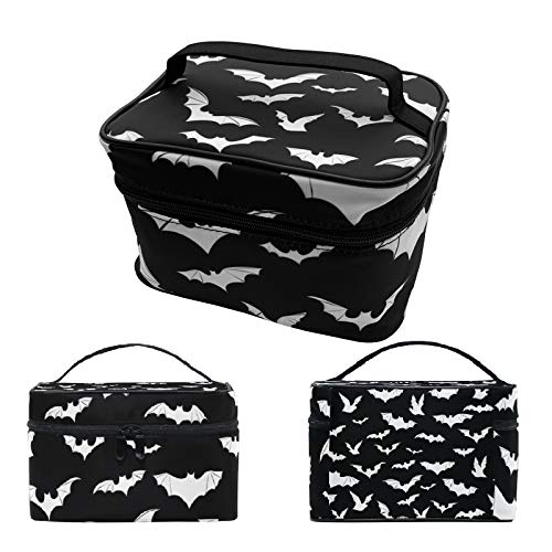 9CH Goth Travel Makeup Bag - Bats Cosmetic Bags Large Make up Organizer Portable Toiletry Bags Train Cases for Women Cosmetics