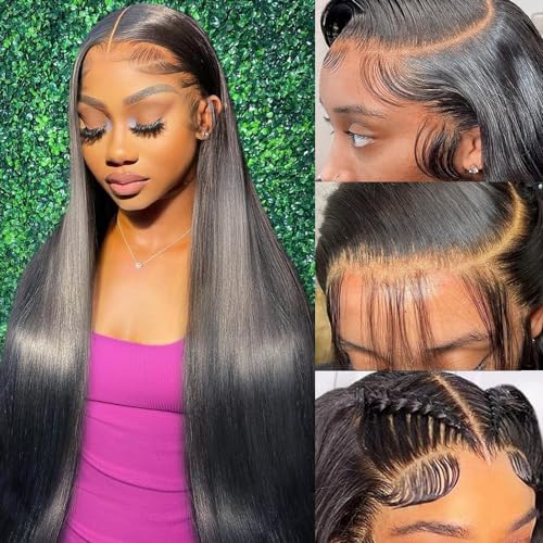 28 Inch Lace Front Wigs - Straight Human Hair, 180 Density, Glueless, 13x6 Frontal Wigs