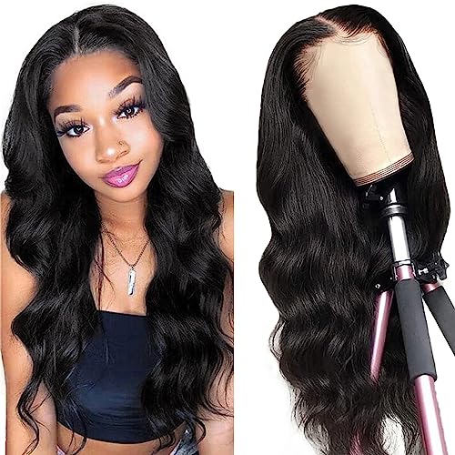 Body Wave 13x4 HD Lace Front Human Hair Wigs for Women 150% Density Glueless Natural Black 22 Inch