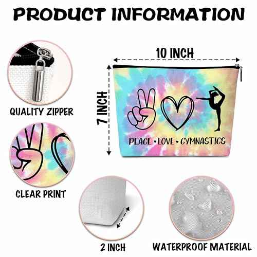 ONDTOM Peace Love Gymnastics Makeup Bags for Teens, Girls Gymnastics Gifts for Players Kids Friends, Gymnastics Stuff Accessories-B53