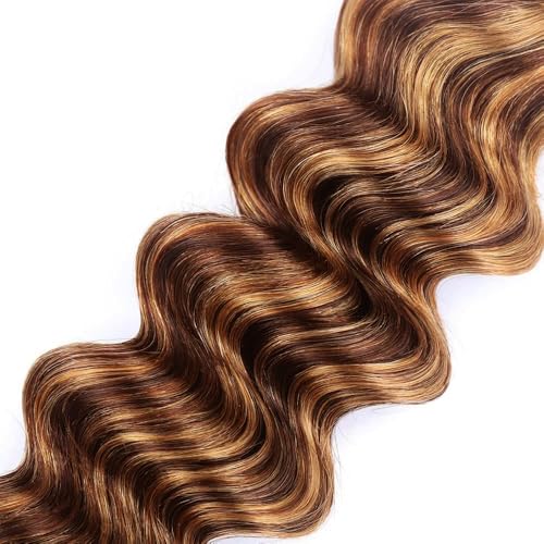 24 26 28 inch Highlight Bundles Human Hair Ombre Brown Bundles P430 Deep Wave Bundle #4 Brown Human Hair Bundle 300g