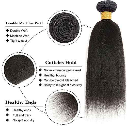 Natural Black Kinky Straight Bundles Human Hair Yaki Bundle 14 16 18 inch Brazilian Remy Yaki Straight Human Hair Bundle