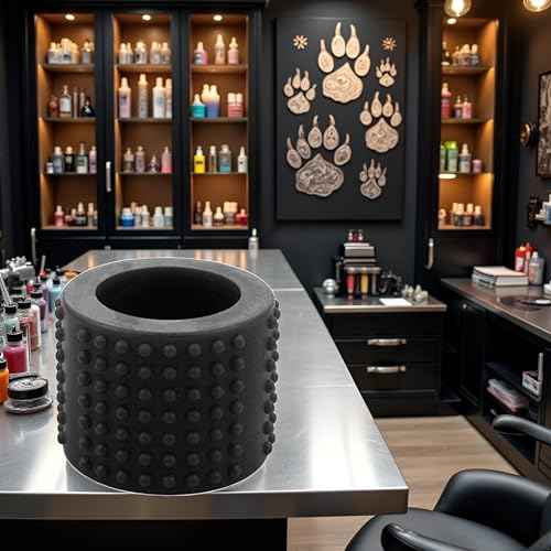 Black Food-Grade Silicone Tattoo Grip Cover - Dia 25x30mm Professional Tattoo Pen Sleeve | Non-Slip Grip Accessories for Tattoo Artists, Tattoo Machine Parts, Professional Tattoo Supplies (3.7x3cm)