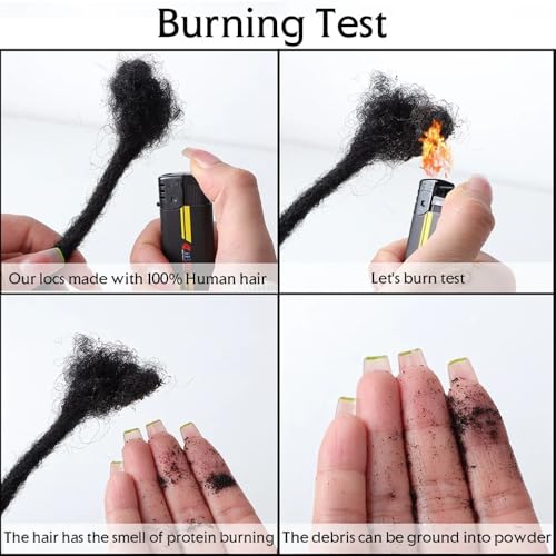 Dreads Extensions for Men Women Loc Extensions Human Hair Dreadlock Extensions 0.4 cm 14 Inch 30 Strands Handmade Permanent Locs Extension Natural Black Soft Locs Hair Extensions Can be Dyed Bleached