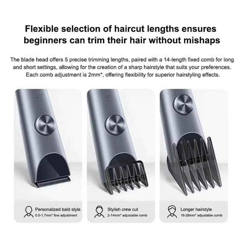 Xiaomi Hair Clipper 2 Titanium Alloy Blade Double-Coated Black Clipper Head Men Sideburns Electric Shaver Wireless Hair Cutting Trimmer Barber Cutter, IPX7 Waterproof, 3hr Battery Life