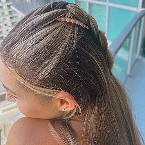 Camila Paris CP2892/2 French Hair Side Comb Small Rounded, Beige French Twist Hair Combs Decorative, Strong Hold Hair Clips for Women Bun Chignon Up-Do Styling Girls Hair Accessories, Made in France