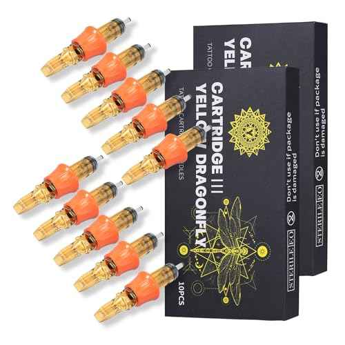 Tattoo Cartridge Needles - 10Pcs Disposable Tattoo Needle Cartridge Finger Ledge Integration Cartridge Needles Round Liner Shader Magnum for Tattooing #12 Cartridge Standard 0.35 Diameter(7RS)