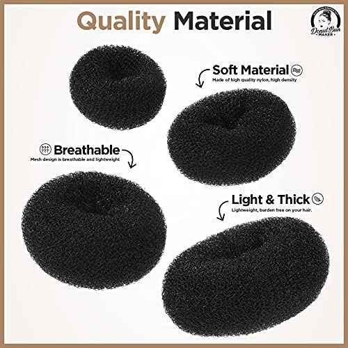 Teenitor Hair Donut, Hair Bun Maker, Black£¨Extra-large, Large, Medium and Small£©