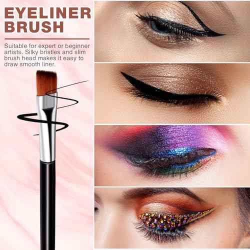 Gerrii 100 Pieces Disposable Angled Eyebrow Brushes Eye Liner Brush Disposable Angle Brushes Tinting Brushes for Women Girls Salon Beauty Cosmetic Make up Tool Esthetician Supplies(Silver)