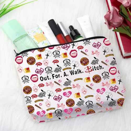 GJTIM BTVS TV Show Inspired Gift Out For A Walk Bi*ch BTV Vampire Makeup Zipper Pouch for Fans (Walk Bit*ch Bag)