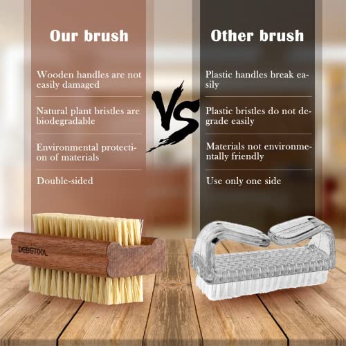 Acacia Wood Nail Brush, 2 Pack Wooden Nail Scrub Brush for Fingernail cleaning,Natural Finger Nail Brush to Clean Under Nails