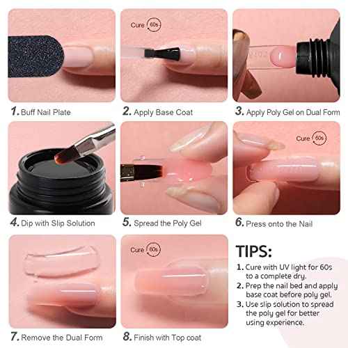 GAOY Poly Gel Nail Kit with U V Light Starter Kit, 6 Pcs Builder Gel Extension Kit for Beginners with Everything Nail Art DIY