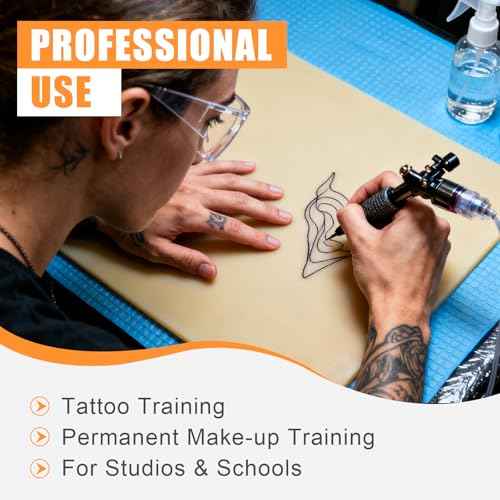 5Pcs Large Tattoo Practice Skins, 3mm Thick Fake Skin 12"x8" - Realistic Reusable Silicone Sheet for Beginners & Professional Artists Tattoo Skin with Storage Box