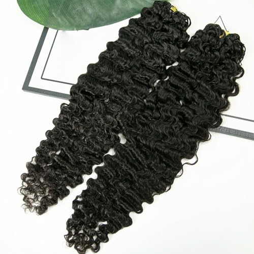 BLG Pre Looped Human Crochet Hair Knotless Pre-Separated Crochet Human Hair Extensions 22 Inch 60g Burmese Water Wave Invisible Feather Extension Real Human HairCurly Micro Link Crochet Hair